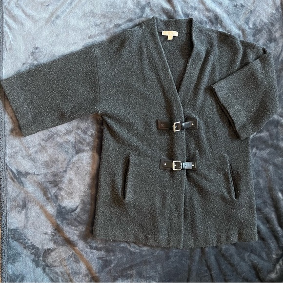 Michael Kors grey 100% wool buckle cardigan - Picture 8 of 11